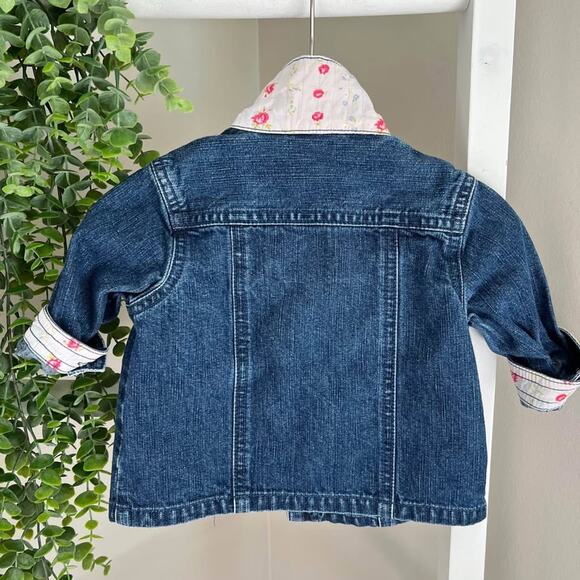 Vintage 12 Month Baby Toddler Girl Denim Blue Jean Jacket Embroidered Flower - Picture 4 of 10